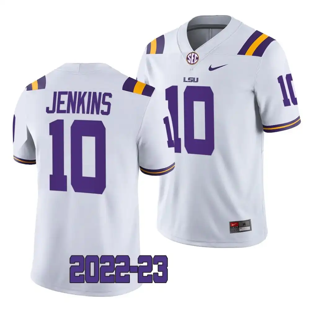 Men's LSU Tigers Jaray Jenkins #10 White 2022-23 Game NCAA Football Jersey